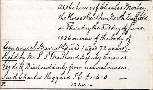 Emanuel Barratt coroners notebook